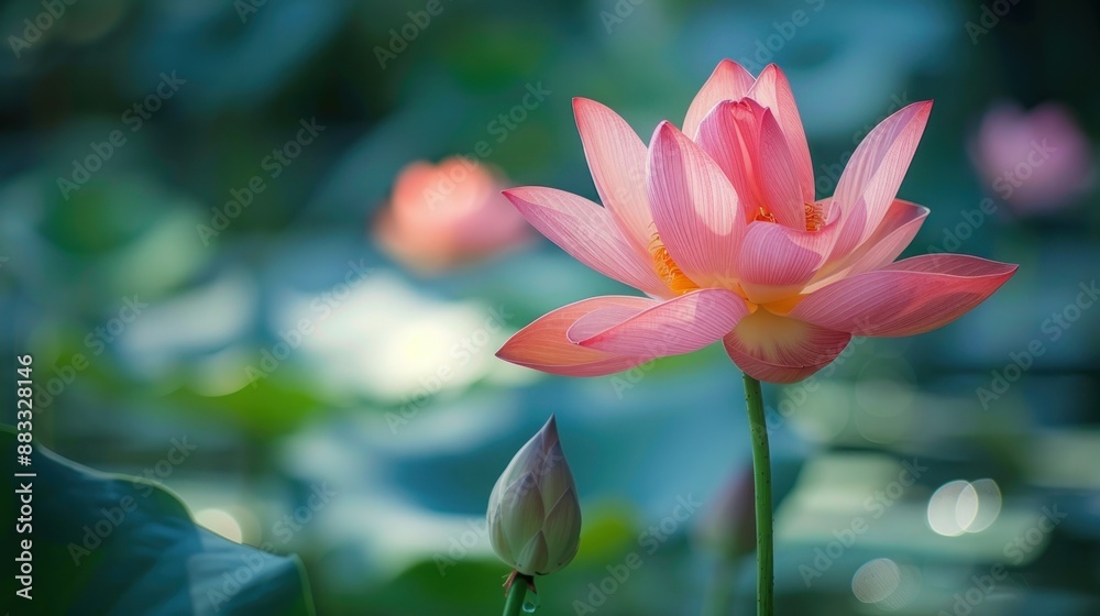Fototapeta premium Pink Lotus Flower in Bloom
