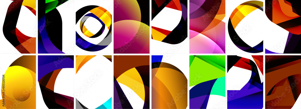 Collection of abstract background with waves, colorful shapes and 3d shadow effect. Vector Illustration For Wallpaper, Banner, Background, Card, Book Illustration, landing page