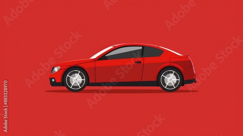 Red sports car on a red background © Berivan