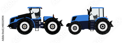 Tractors farm machinery 2D cartoon objects. Agricultural industry trucks for field processing isolated color vector items on white background