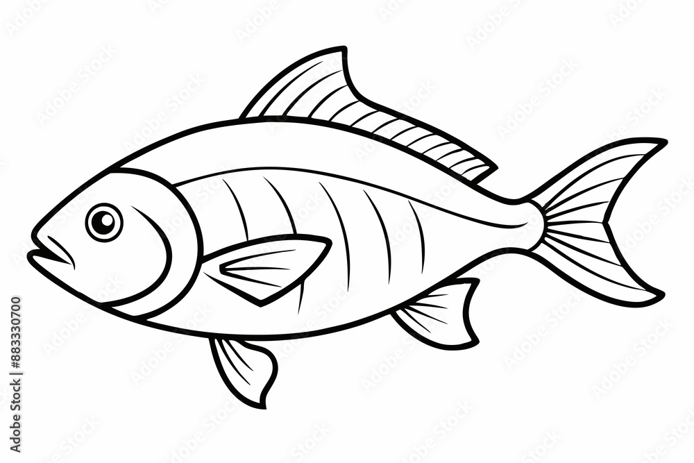 Fish Icon Vector Line Art Illustration On White Background Fish Icon Vector Line Art Illustration On White Background