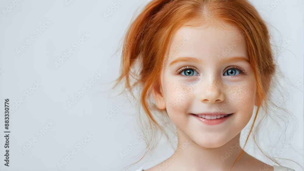Close up portrait of a cute red-haired girl with freckles. Close up portrait of a cute red-haired girl with freckles.