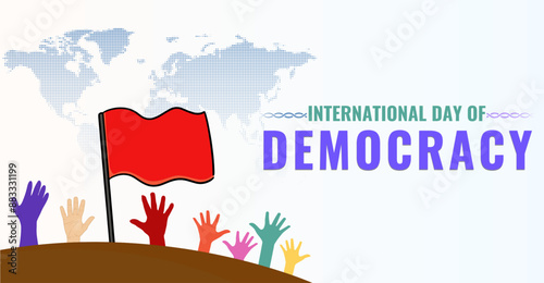 International Day of Democracy, campaign or celebration banner, icon art with typography