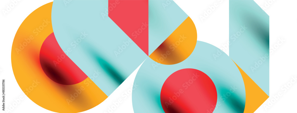 Metal color circles with shadows and other geometric elements composition for wallpaper, banner, background or landing Metal color circles with shadows and other geometric elements composition for wallpaper, banner, background or landing