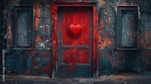 Red door and a wall in dark tones, Paint it black lyrics
