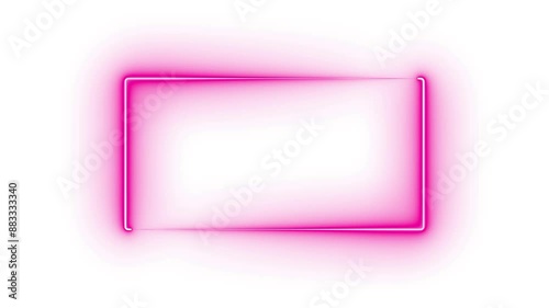 Neon light rectangular frame animation on white background.