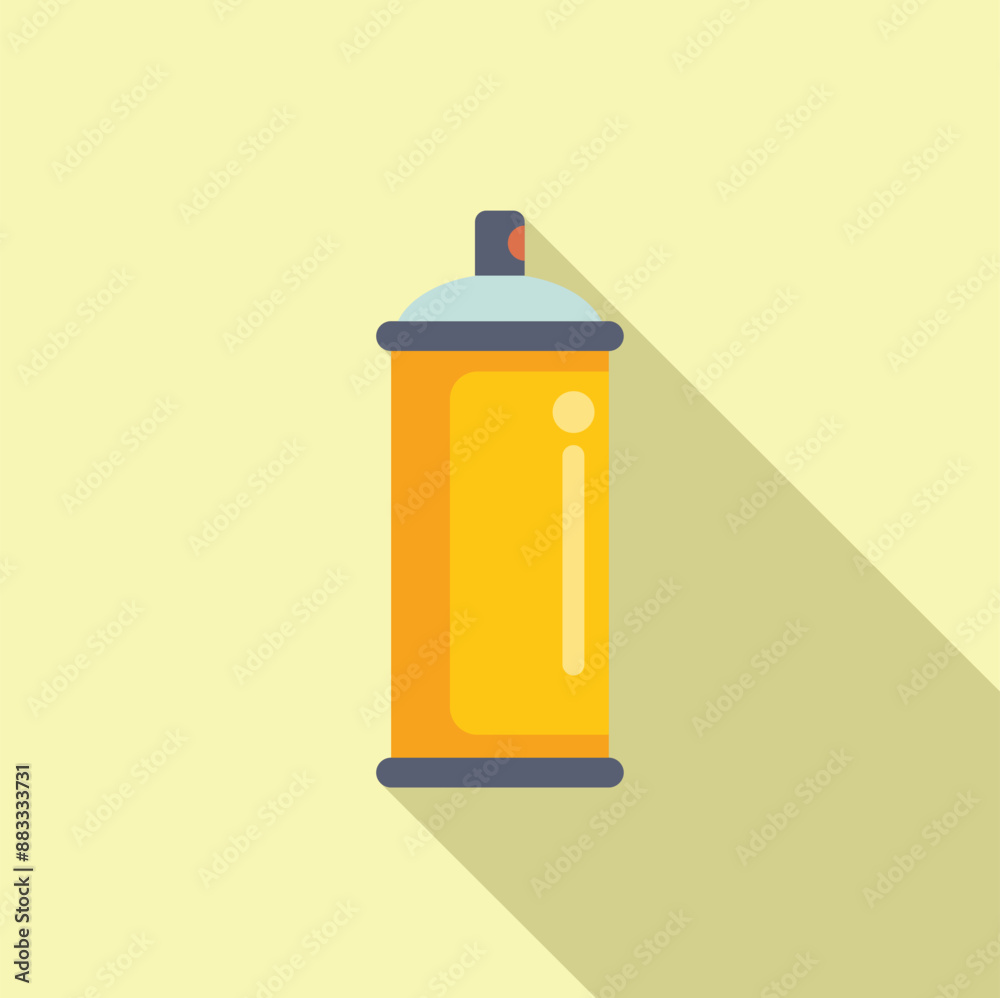 Yellow spray paint can casting a long shadow on a light yellow background Yellow spray paint can casting a long shadow on a light yellow background