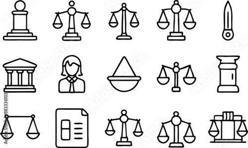 icon set illustration vector law people job business symbol icon symbol legal system square - composition authority courthouse crime criminal gavel handshake lawyer adult vector set