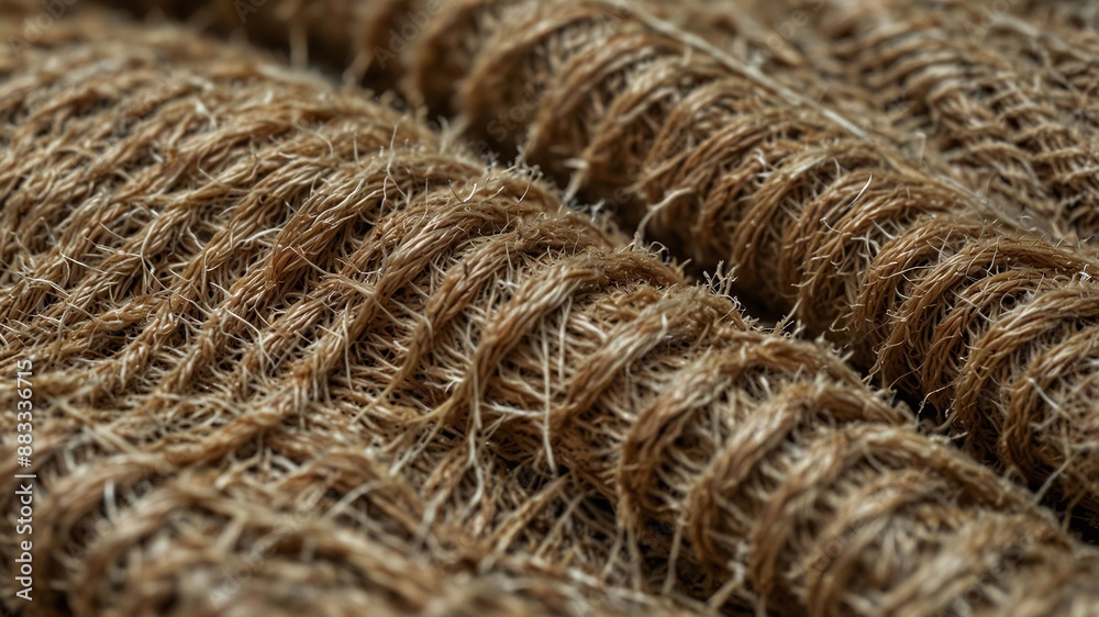 Close-Up of Natural Jute Fiber Rolls Showing Detailed Textures and Patterns Close-Up of Natural Jute Fiber Rolls Showing Detailed Textures and Patterns
