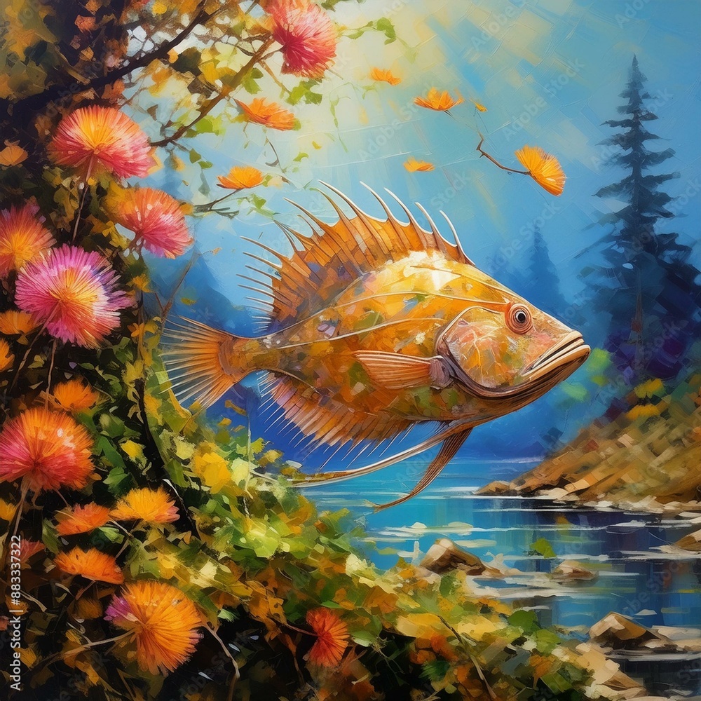 Obraz premium Flatfish in painting technique