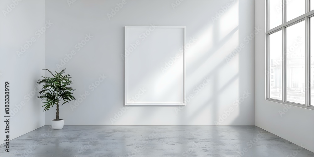 Fototapeta premium Scandinavianstyle art studio wall mockup frame for design presentations and displays. Concept Art Studio, Wall Mockup, Scandinavian Style, Design Presentations, Displays