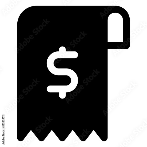 script icon glyph, with 64px artboard ,for price, order, payment, payment, invoice, receipt,