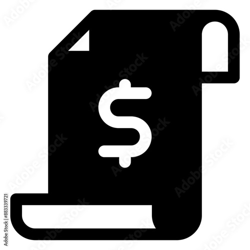 script icon glyph, with 64px artboard ,for price, order, payment, payment, invoice, receipt,