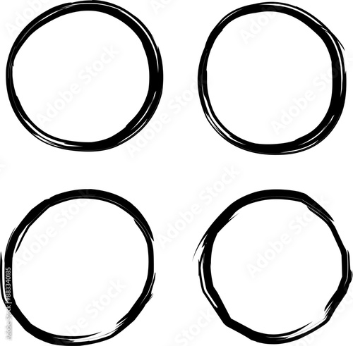Set hand drawn circle felttip pen circles