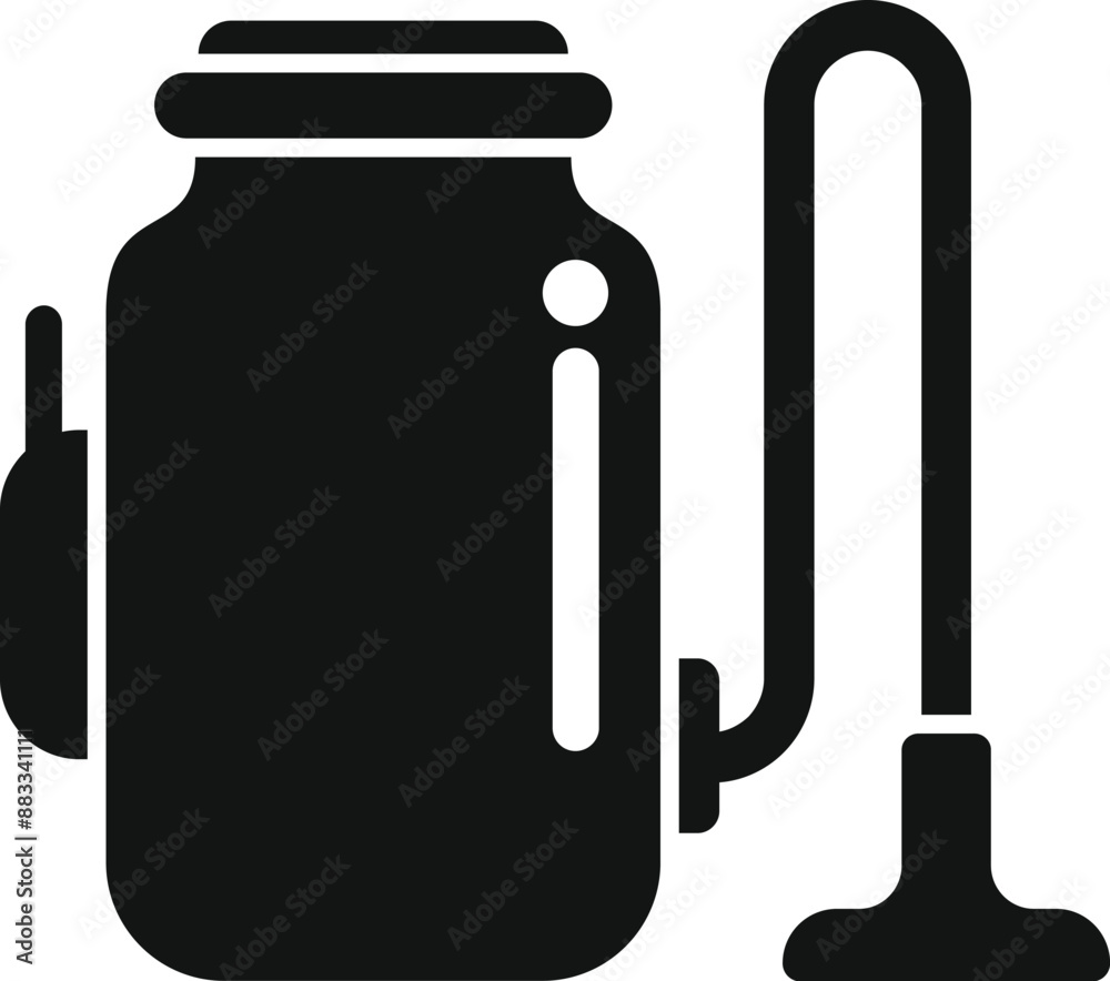 Black glyph icon for a vacuum cleaner that is using a container as a dust collector Black glyph icon for a vacuum cleaner that is using a container as a dust collector