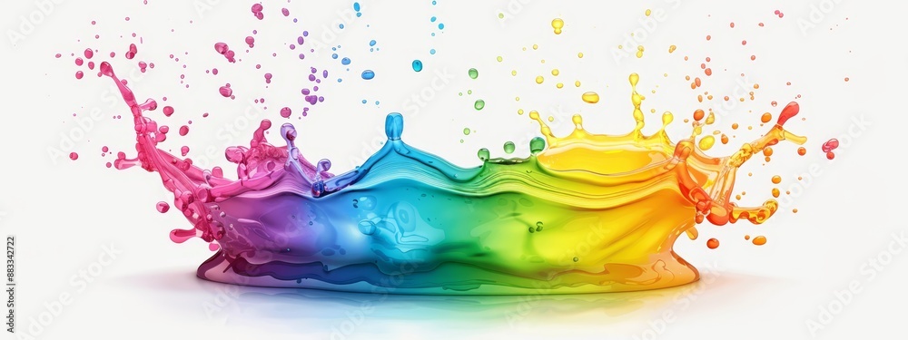 A rainbow-hued crown atop a white, gleaming surface, with droplets of water trickling from its peak A rainbow-hued crown atop a white, gleaming surface, with droplets of water trickling from its peak