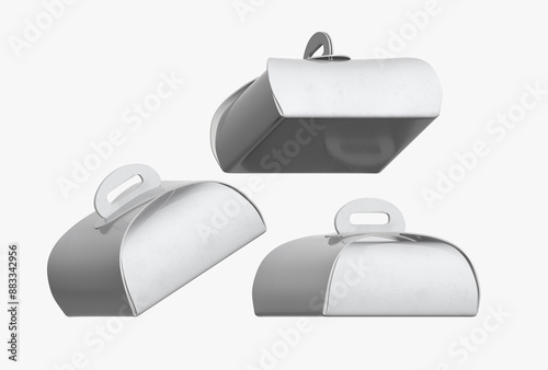 3d paper bag,cake box,isolated on white background