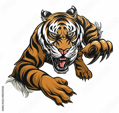 tiger mascot on white background