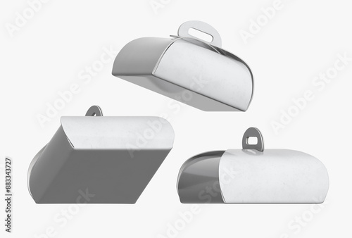 3d paper bag,cake box,isolated on white background