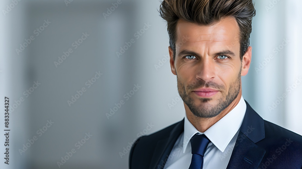 confident businessman in elegant suit, close-up, poised for success, taken with lens, more clarity with clear light and sharp focus, high detailed confident businessman in elegant suit, close-up, poised for success, taken with lens, more clarity with clear light and sharp focus, high detailed