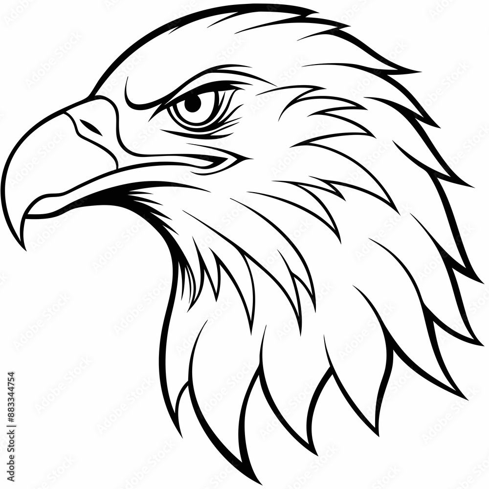 Obraz premium Eagle Head Icon Side View Line Art Vector Illustration
