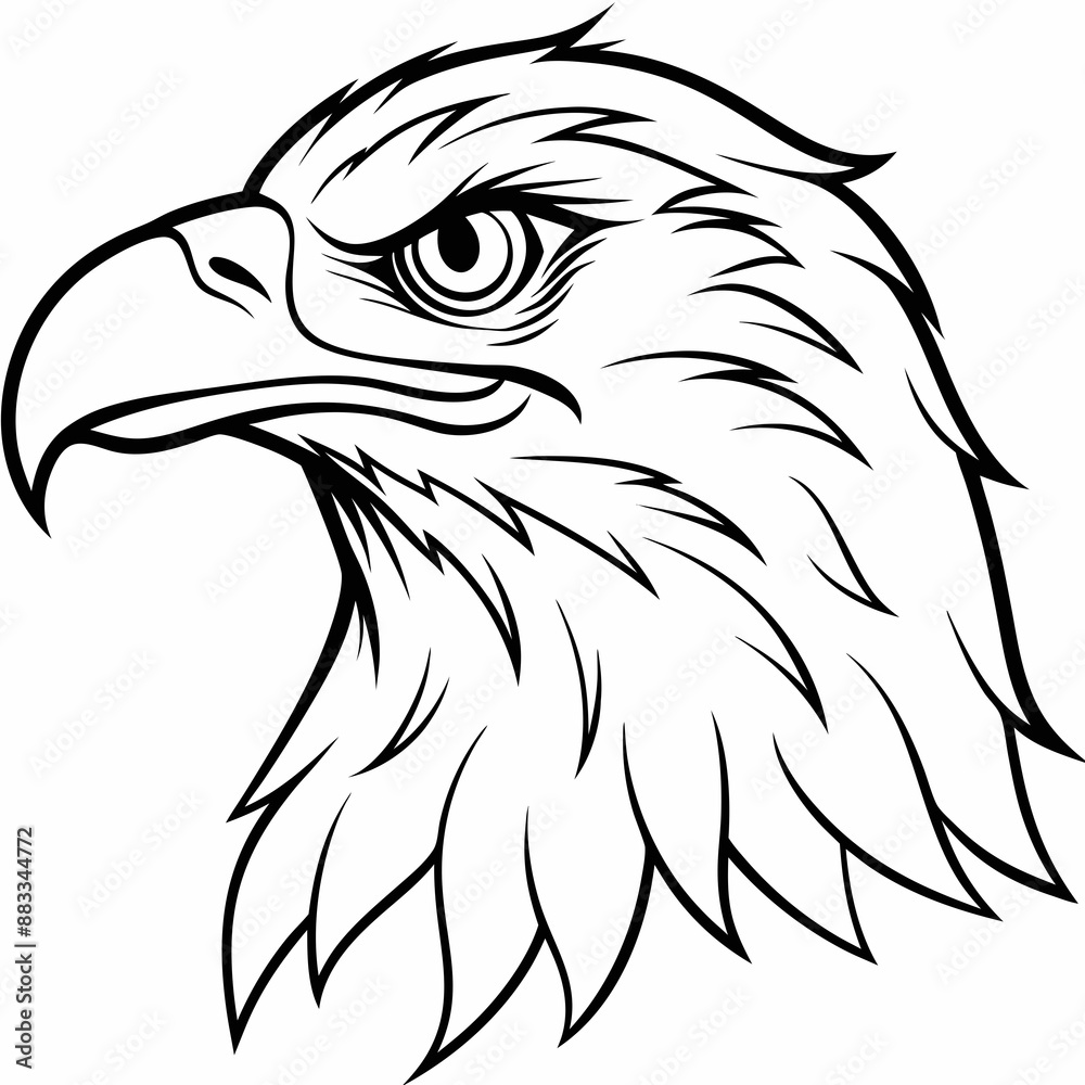 Eagle Head Icon Side View Line Art Vector Illustration Eagle Head Icon Side View Line Art Vector Illustration