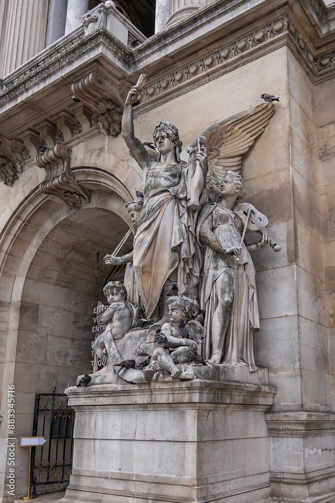 Architectural details of famous neo-baroque building Opera National de Paris. Grand Opera (Garnier Palace) - UNESCO World Heritage Site. Paris, France. Architectural details of famous neo-baroque building Opera National de Paris. Grand Opera (Garnier Palace) - UNESCO World Heritage Site. Paris, France.