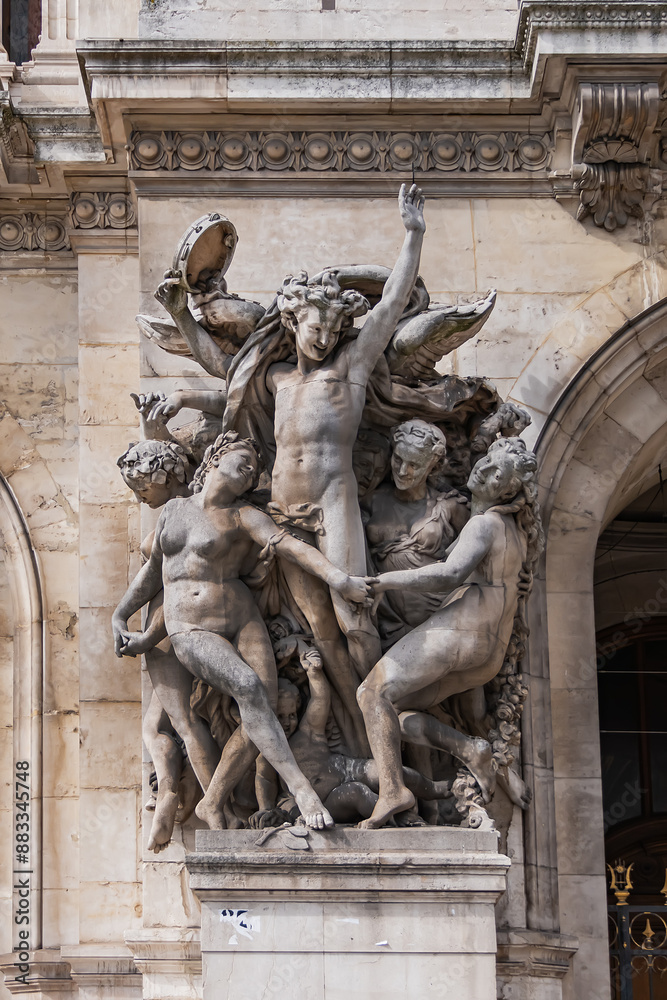 Obraz premium Architectural details of famous neo-baroque building Opera National de Paris. Grand Opera (Garnier Palace) - UNESCO World Heritage Site. Paris, France.