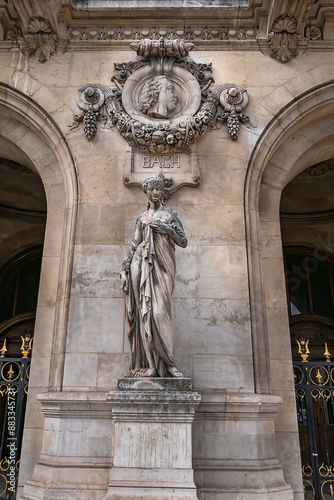 Obraz na płótnie Architectural details of famous neo-baroque building Opera National de Paris. Grand Opera (Garnier Palace) - UNESCO World Heritage Site. Paris, France. w salonie