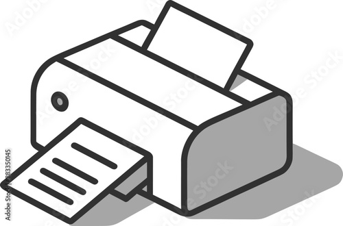 Home and office printer flat illustration isolated icon for web design