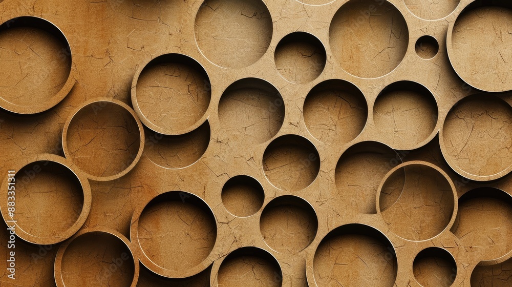 Circles create retro pattern on cardboard Circles create retro pattern on cardboard