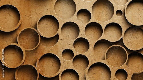 Circles create retro pattern on cardboard