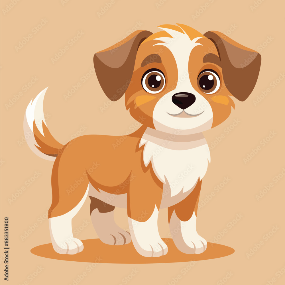 Fototapeta premium The puppy is captured with a dreamy, soft-focus effect, and a gentle smile