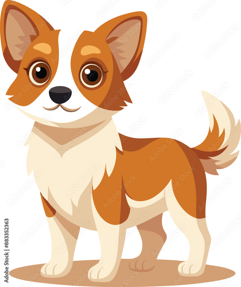 the puppy shows in a joyful pose