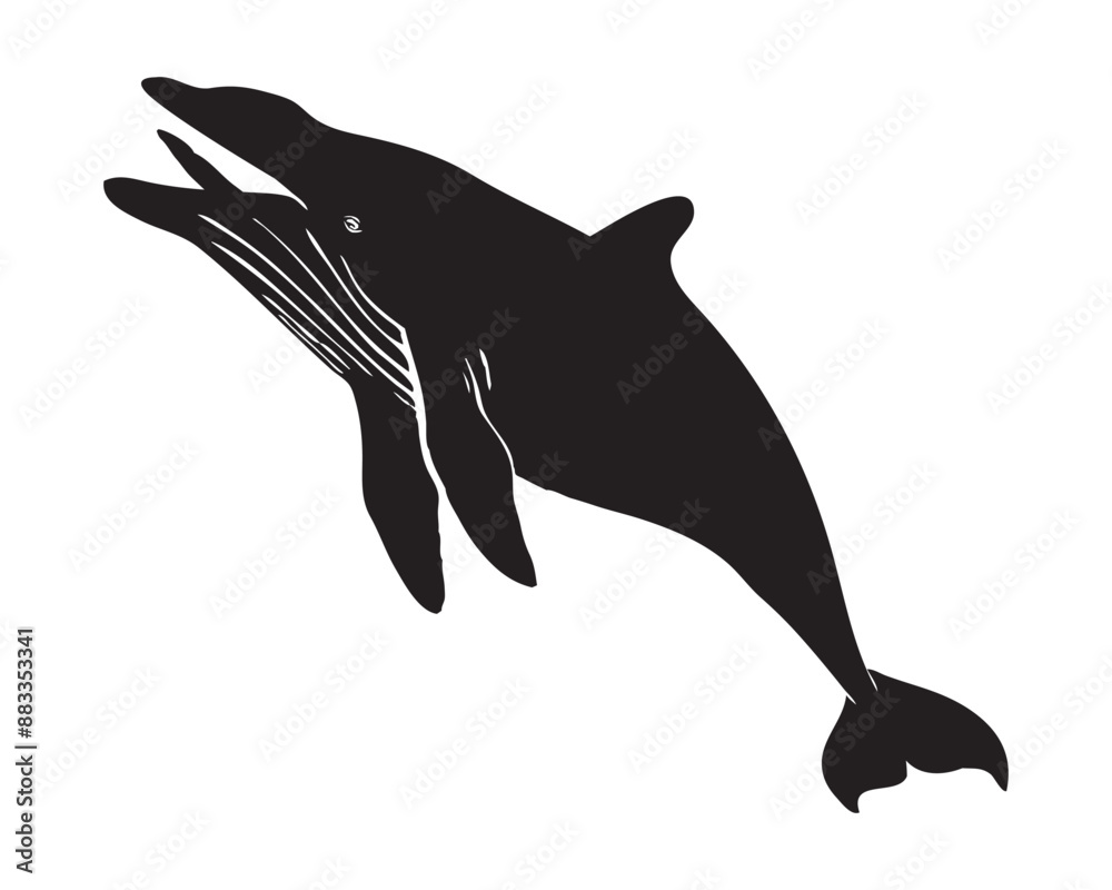Fototapeta premium Silhouette of a whales jumping vector icon 