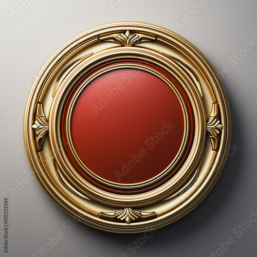 Luxurious Ornate Gold Frame with Red Center for Artistic Display
