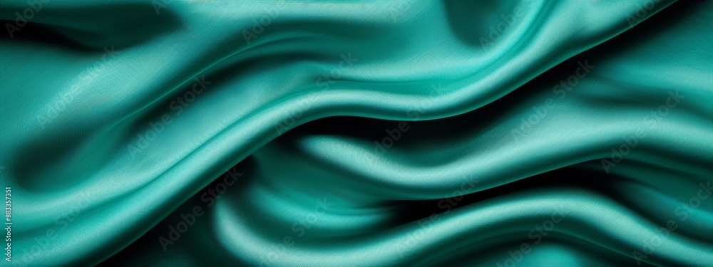 A close-up of a green fabric with wavy lines at the top and bottom edges The bottom edge exhibits similar wavy line patterns A close-up of a green fabric with wavy lines at the top and bottom edges The bottom edge exhibits similar wavy line patterns