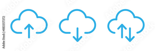 Cloud download and upload icon set