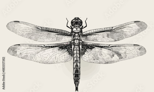 A linear vector of a dragonfly.