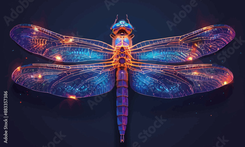A linear vector of a dragonfly.