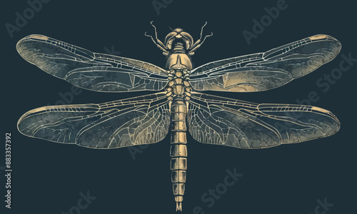 A linear vector of a dragonfly.