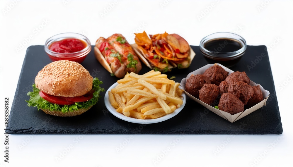 Fast foods isolated on white background Fast foods isolated on white background