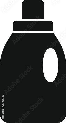 Black bottle of liquid laundry detergent icon in simple style on a white background