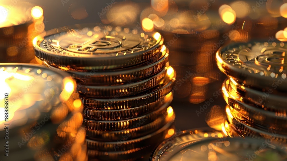 Symbol of wealth: pile of shiny gold coins.