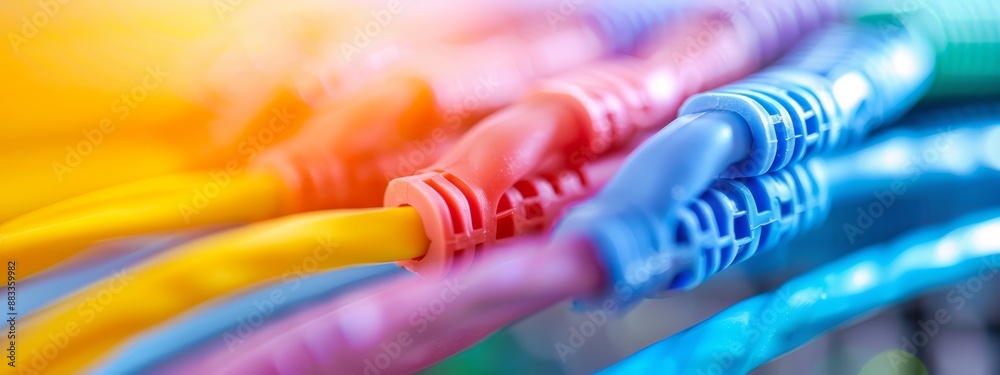 Obraz premium A row of colorful toothbrushes aligns on a white table