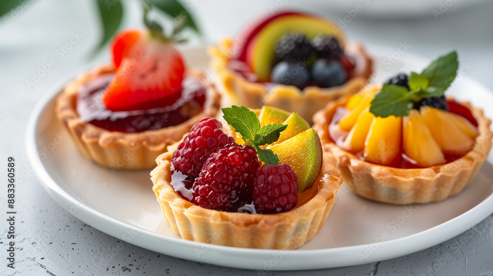 Assorted Fruit Tarts on a Plate Assorted Fruit Tarts on a Plate