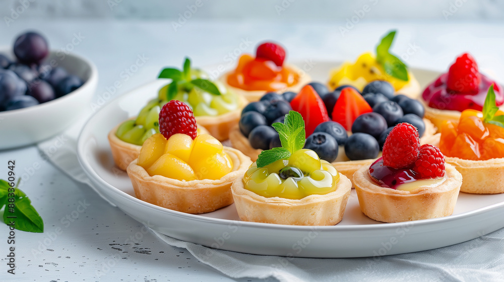 Assorted Fruit Tarts on a Plate Assorted Fruit Tarts on a Plate