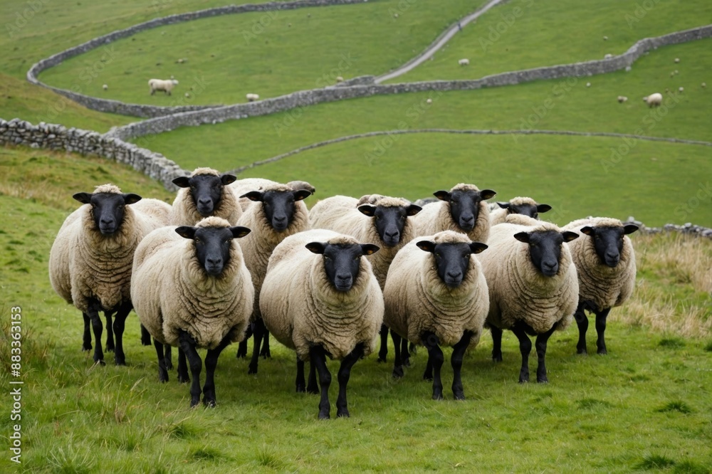 Sheep roaming across winding roada Sheep roaming across winding roada