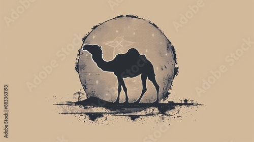 Camel Graphic Silhouette Logo Design vector
