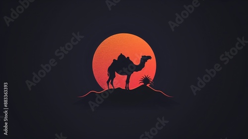 Camel Graphic Silhouette Logo Design vector
